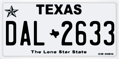 TX license plate DAL2633