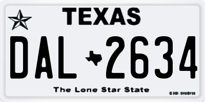 TX license plate DAL2634