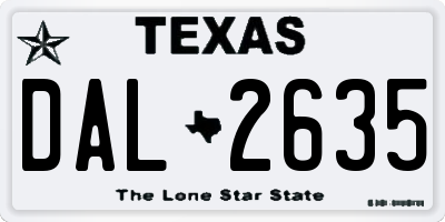 TX license plate DAL2635