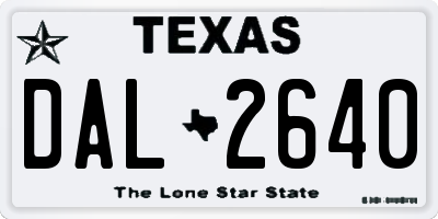 TX license plate DAL2640