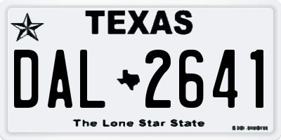 TX license plate DAL2641