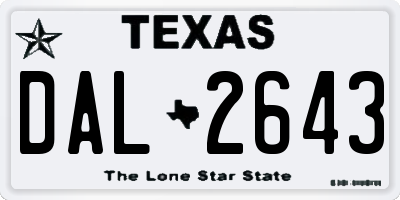 TX license plate DAL2643