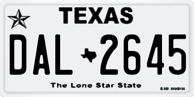 TX license plate DAL2645