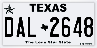 TX license plate DAL2648