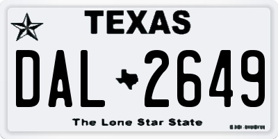 TX license plate DAL2649