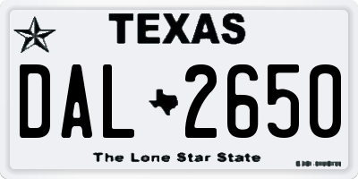 TX license plate DAL2650