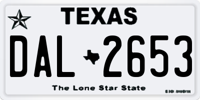 TX license plate DAL2653