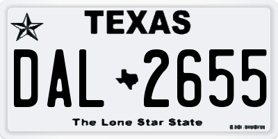 TX license plate DAL2655