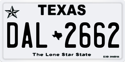 TX license plate DAL2662