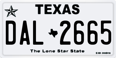 TX license plate DAL2665