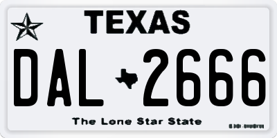 TX license plate DAL2666