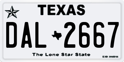 TX license plate DAL2667