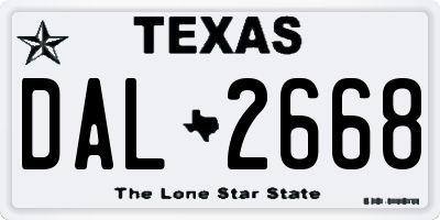TX license plate DAL2668