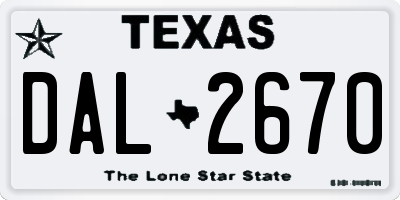 TX license plate DAL2670