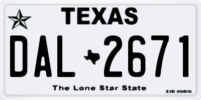 TX license plate DAL2671