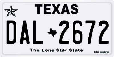 TX license plate DAL2672