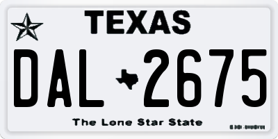 TX license plate DAL2675