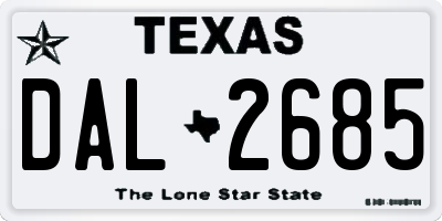 TX license plate DAL2685