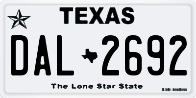 TX license plate DAL2692