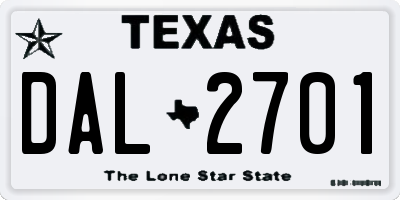 TX license plate DAL2701