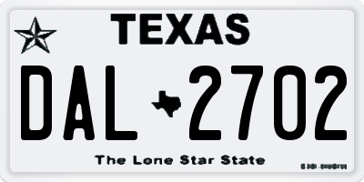 TX license plate DAL2702