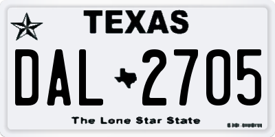 TX license plate DAL2705