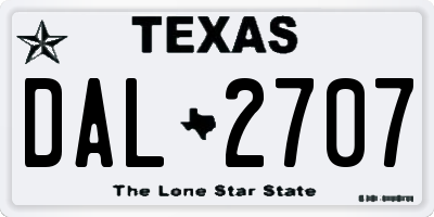 TX license plate DAL2707