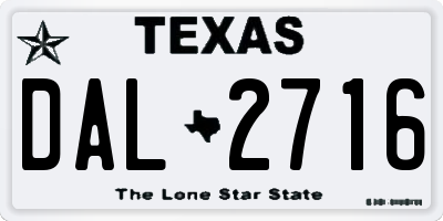 TX license plate DAL2716