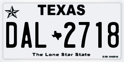 TX license plate DAL2718