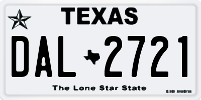 TX license plate DAL2721