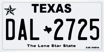 TX license plate DAL2725