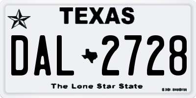 TX license plate DAL2728