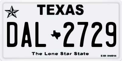TX license plate DAL2729