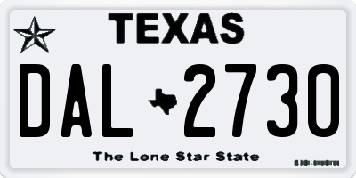 TX license plate DAL2730