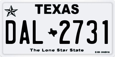 TX license plate DAL2731