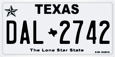 TX license plate DAL2742