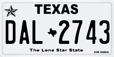 TX license plate DAL2743