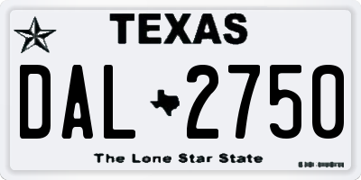 TX license plate DAL2750