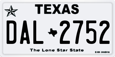 TX license plate DAL2752