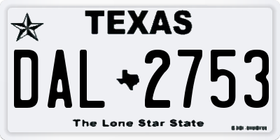 TX license plate DAL2753