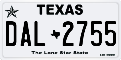 TX license plate DAL2755