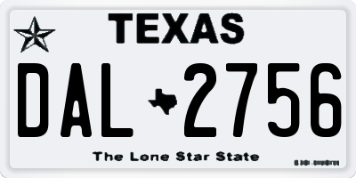 TX license plate DAL2756
