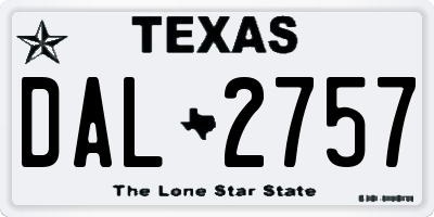 TX license plate DAL2757