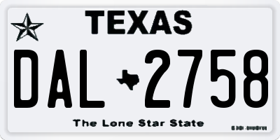 TX license plate DAL2758