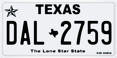 TX license plate DAL2759