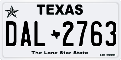 TX license plate DAL2763