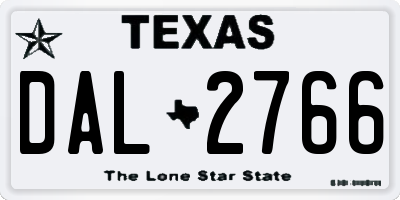 TX license plate DAL2766