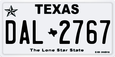 TX license plate DAL2767