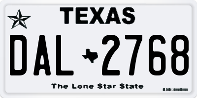 TX license plate DAL2768