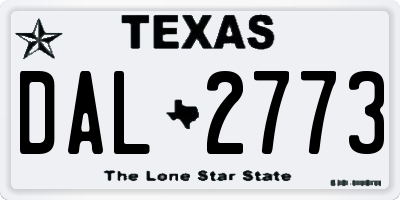 TX license plate DAL2773